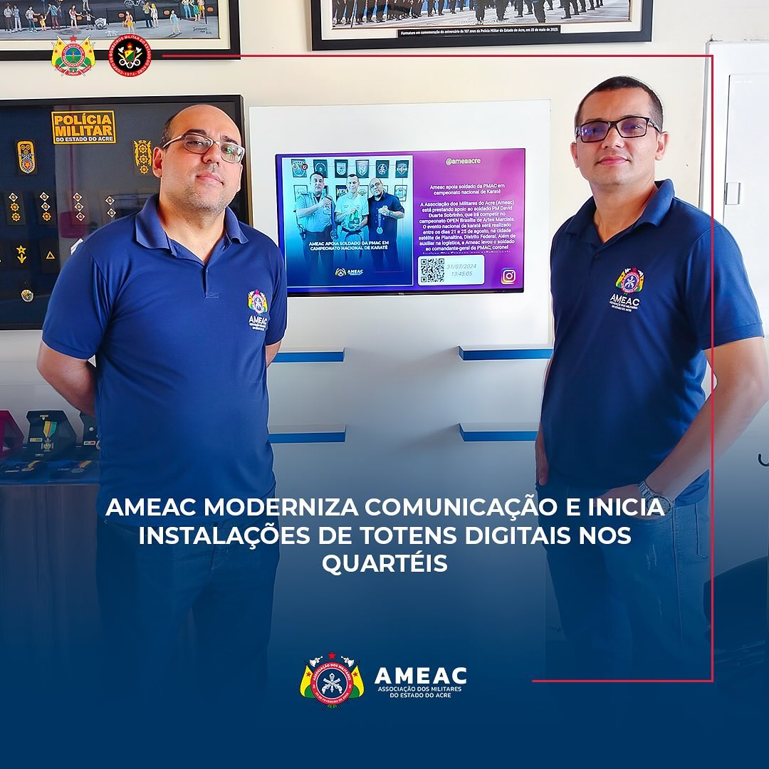 Ameac moderniza comunicação e inicia instalações de totens digitais nos quartéis