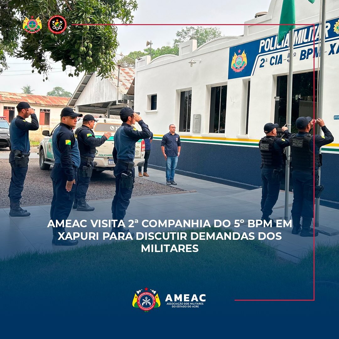 AMEAC visita 2ª Companhia do 5º BPM em Xapuri para discutir demandas dos militares