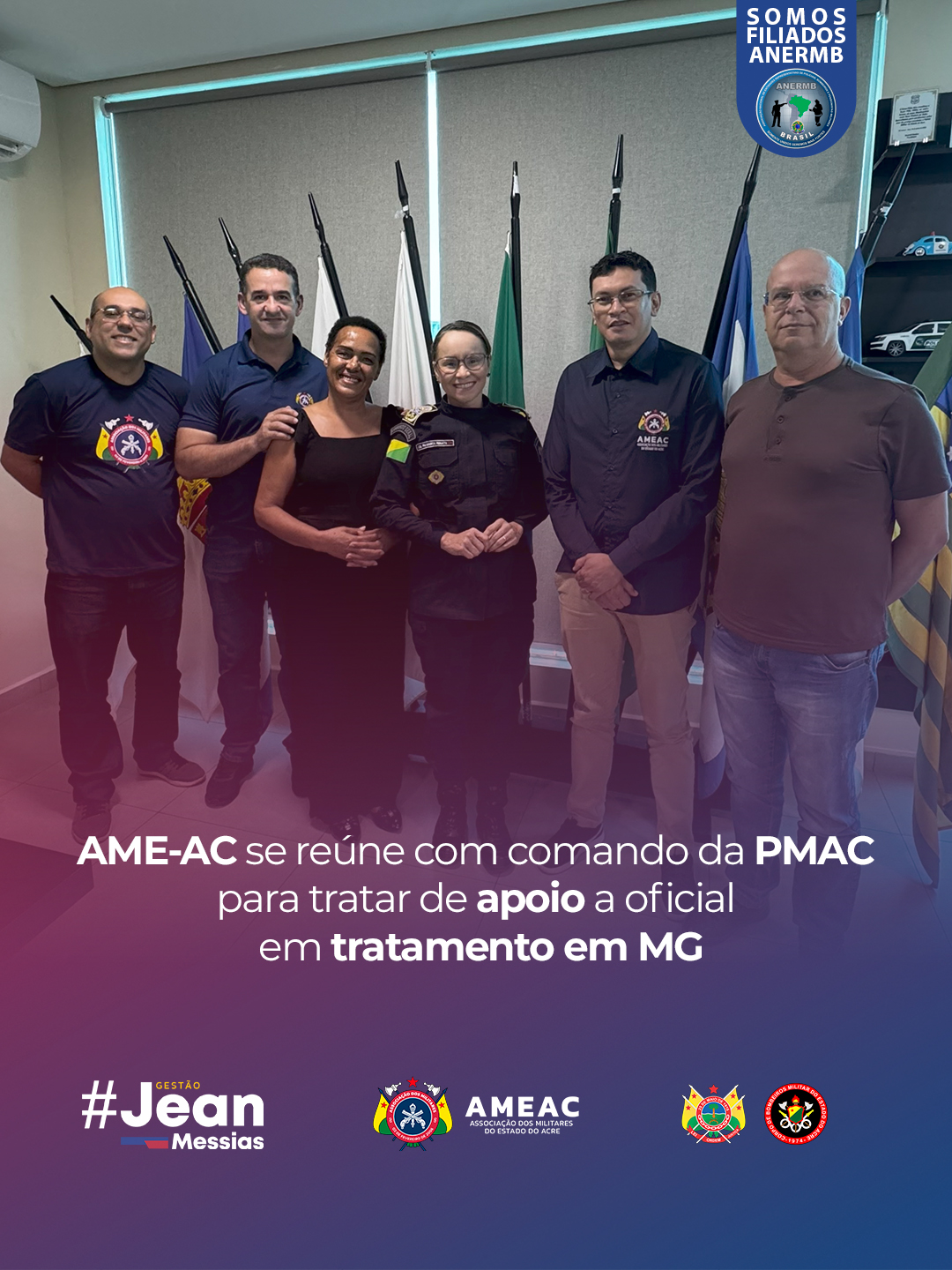 AME-AC se reúne com comando da PMAC para tratar de apoio a oficial em tratamento em MG