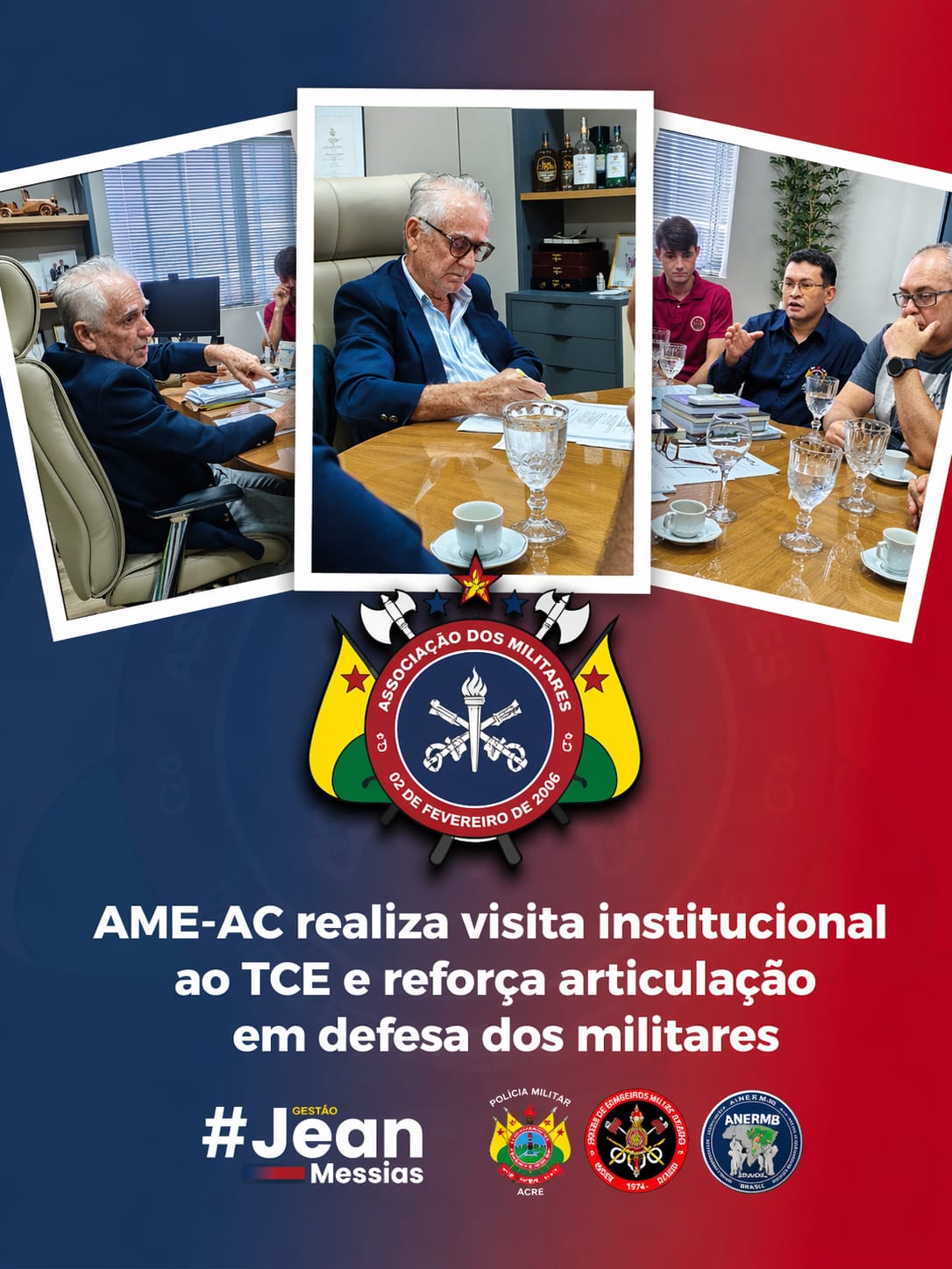 AME-AC realiza visita institucional ao TCE e reforça articulação em defesa dos militares