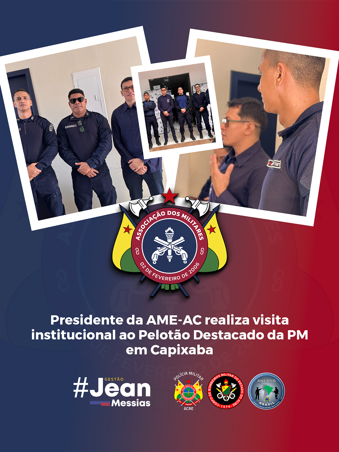 Presidente da AME-AC realiza visita institucional ao Pelotão Destacado da PM em Capixaba