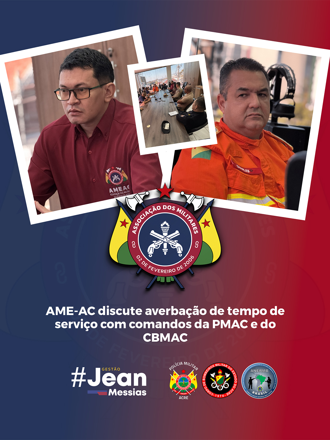 AME-AC discute averbação de tempo de serviço com comandos da PMAC e do CBMAC