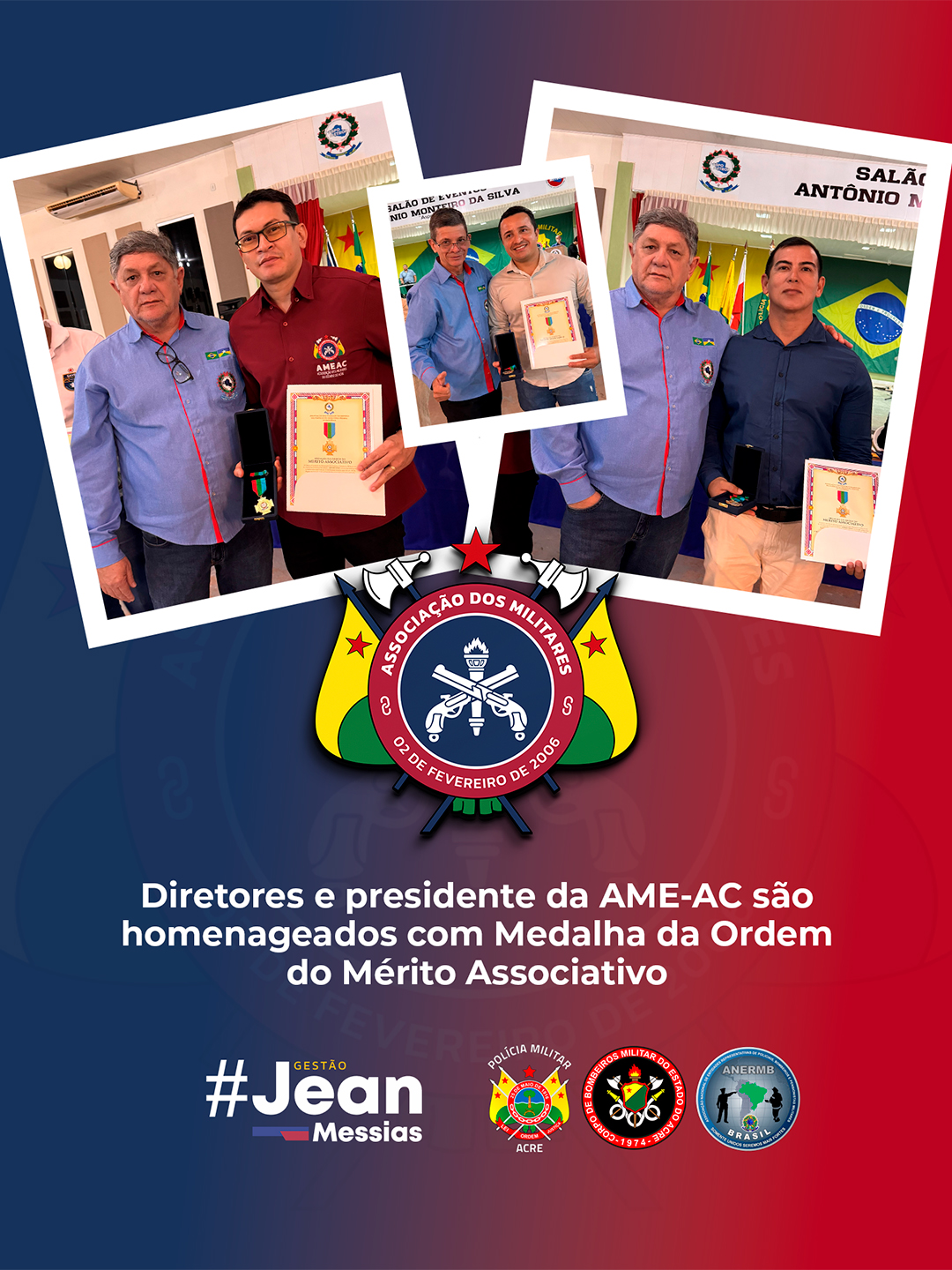 Diretores e presidente da AME-AC são homenageados com Medalha da Ordem do Mérito Associativo