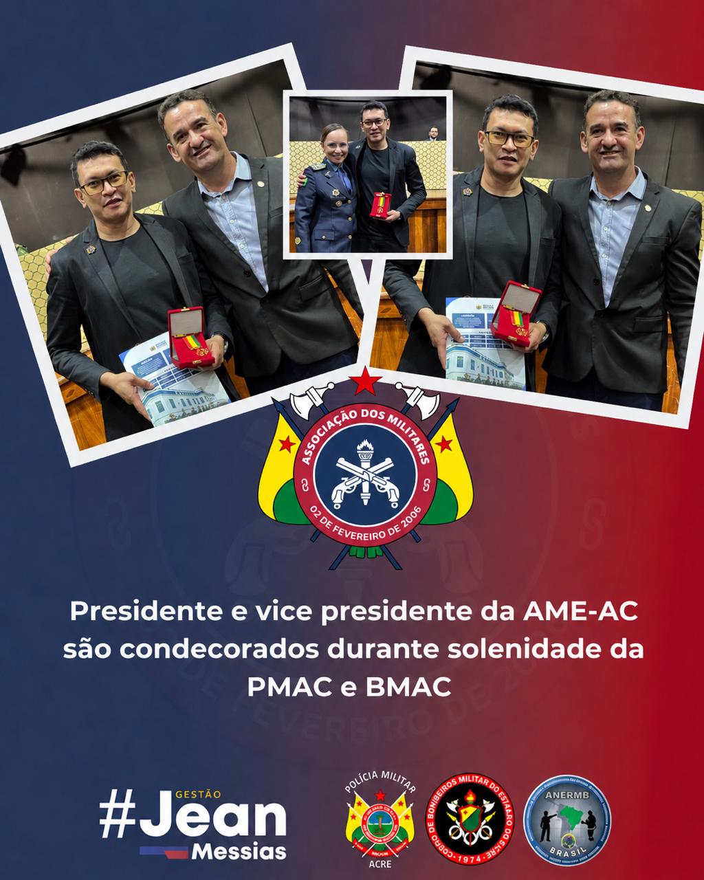 Presidente e vice presidente da AME-AC são condecorados durante solenidade da PMAC